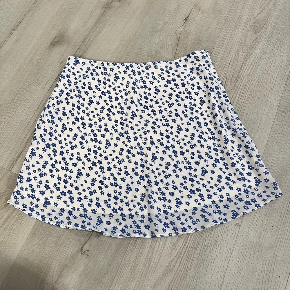 Mahina Blue Floral Skater Skirt